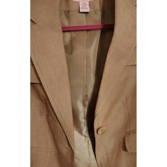 Bandolino Jacket Size 8 Linen/Rayon Light Brown 1 Button Closure - Picture 6 of 9